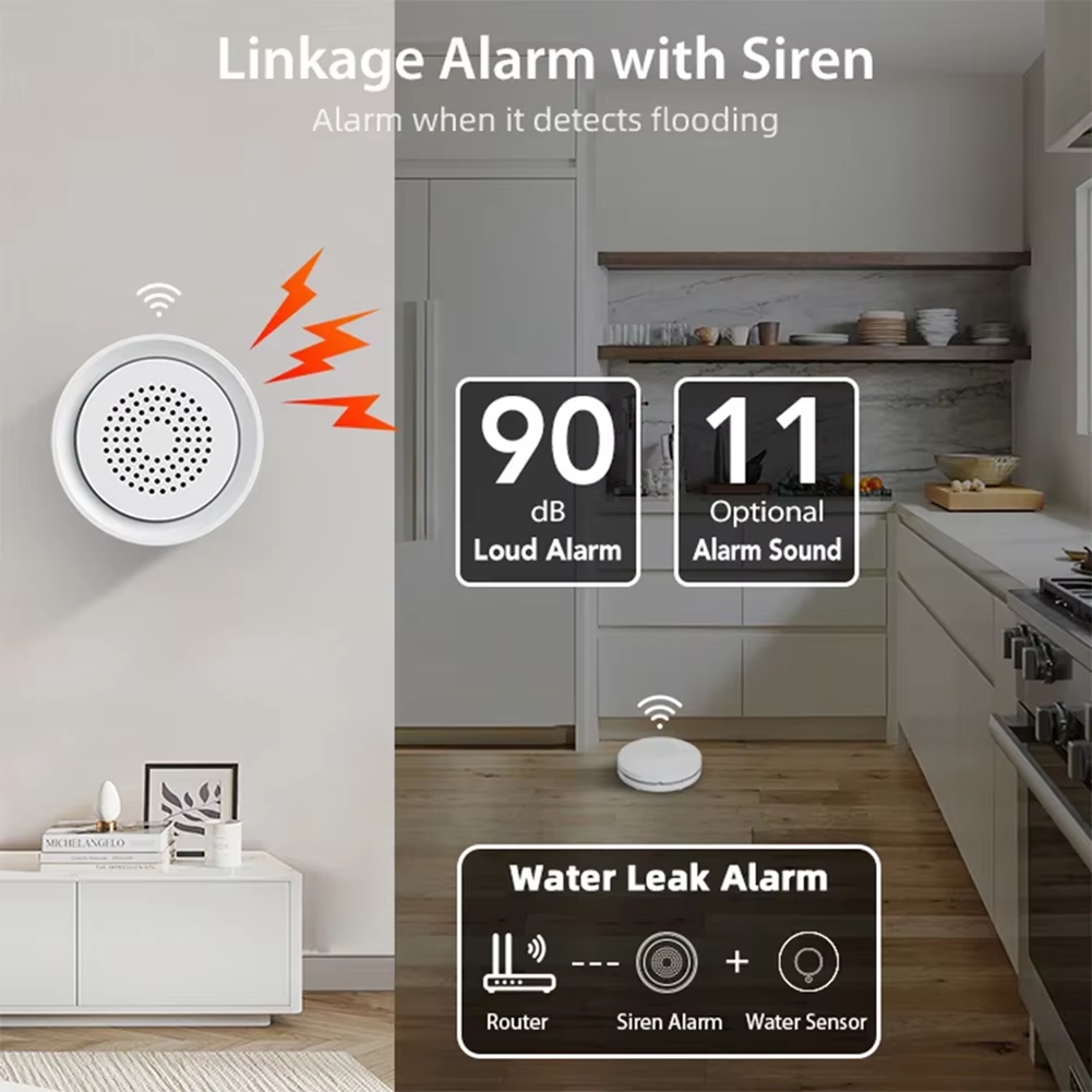 Smart Home Automation Kit - BTLIFE-Flood Detector With Siren Alarm Wifi