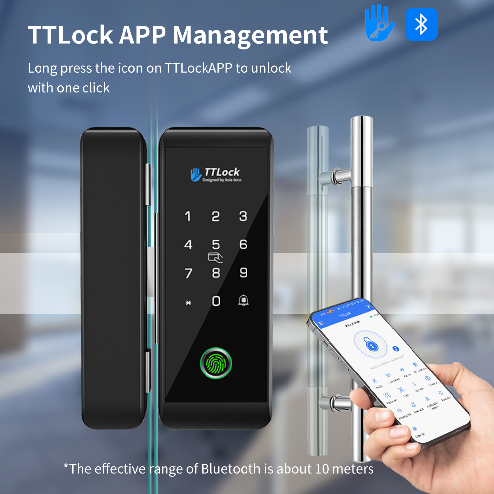 Smart Door Lock Wifi - TTLOCK Smart Glass Lock Fingerprint Recognition