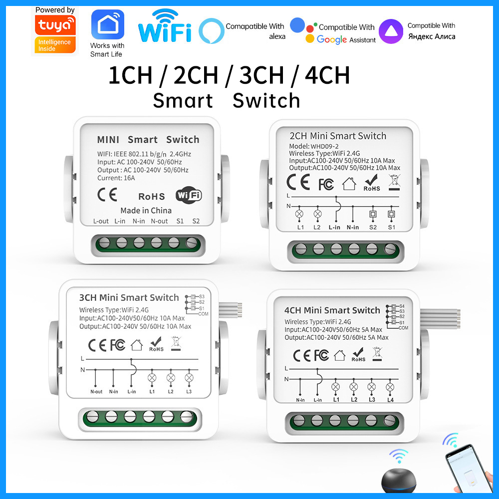 Tuya WiFi Smart Switch 1/2/3/4 - Smart Light Switch Wifi 评论和价格