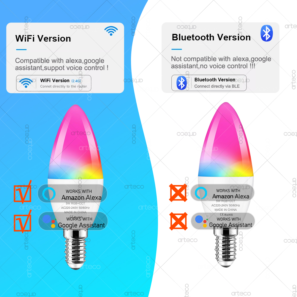 Tuya E14 Led Candle Lamp App C - Smart Light Switch Wifi 评论和价格