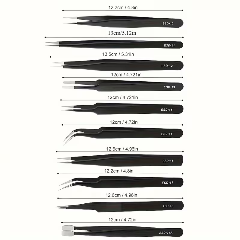 10Pcs ESD Anti‑Static Tweezers - Electronics Project Kit 评论和价格