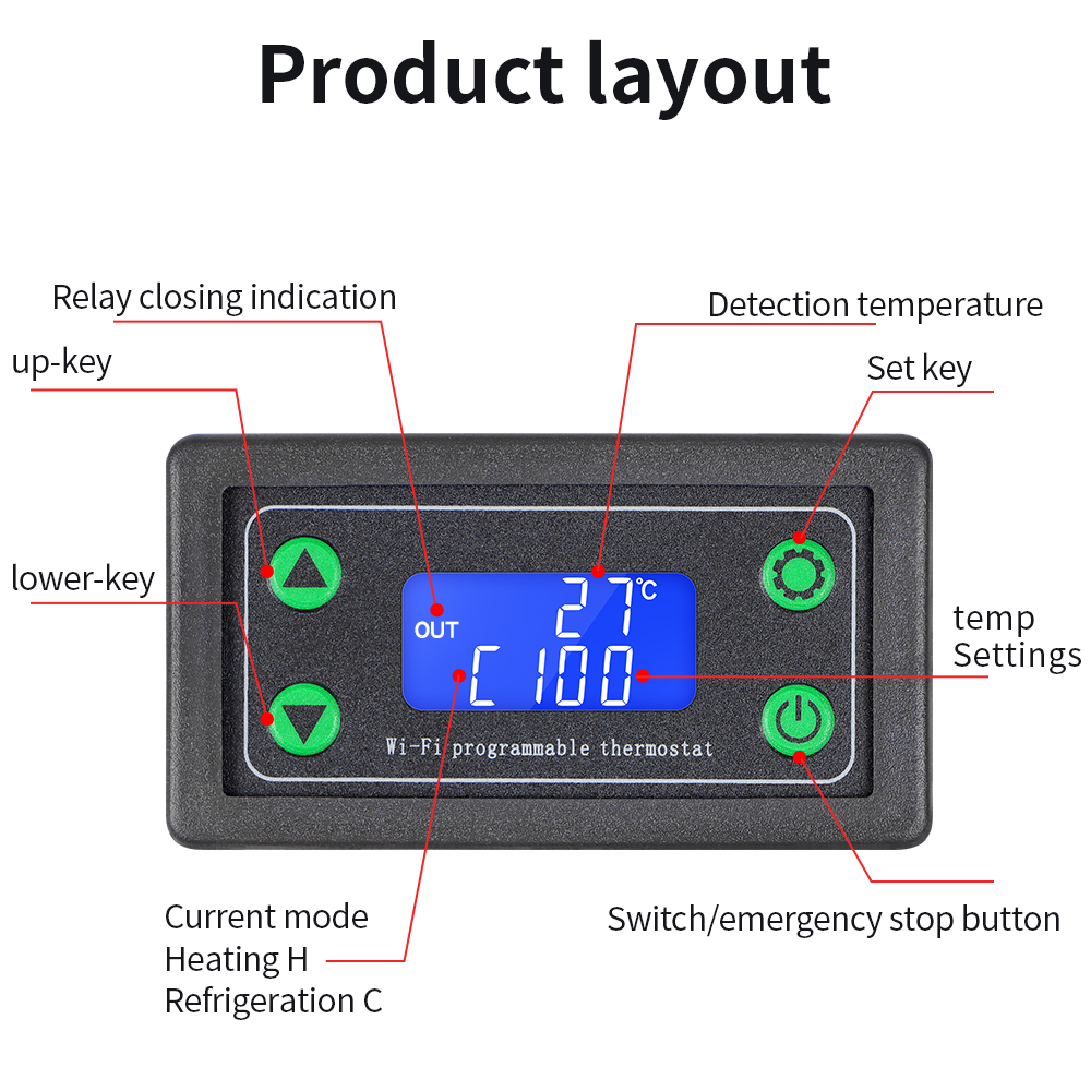 DC12-36V LED Digital Temperatu - Wifi Thermostat 评论和价格